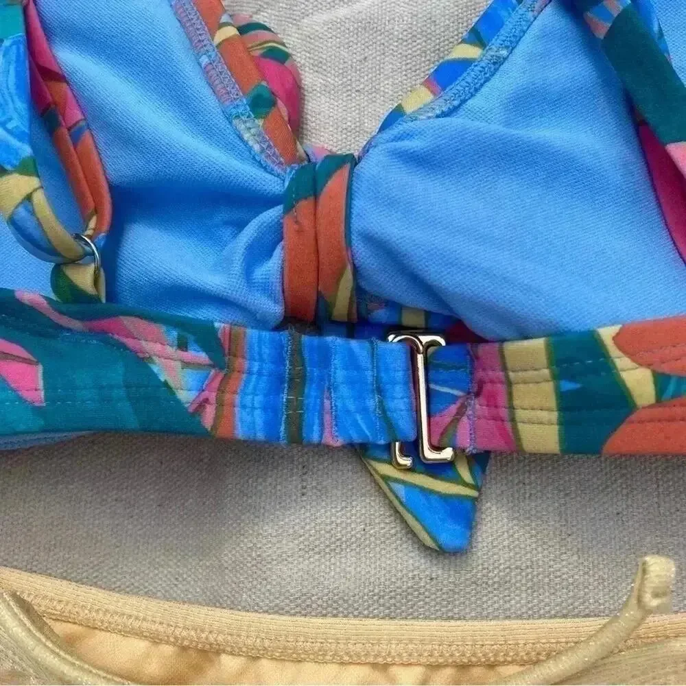 Kona sol‎ bikini colorful top size L, gold, bottom, high waisted size M_2